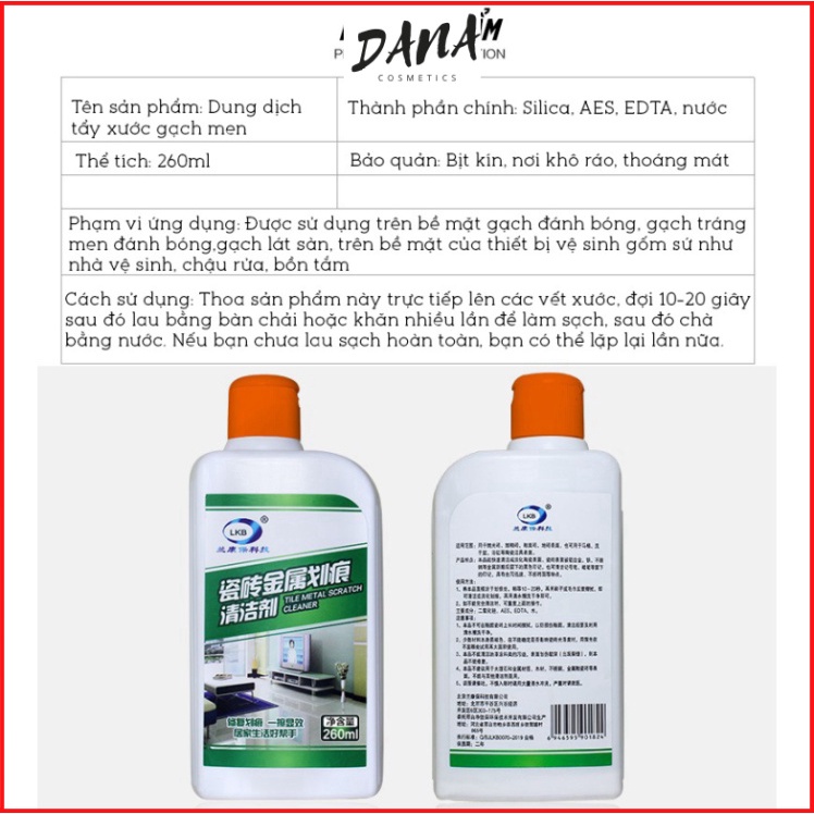 Dung Dịch Xoá Vết Xước Gạch Sàn Nhà Siêu Sạch Cao Cấp 260ml DANA