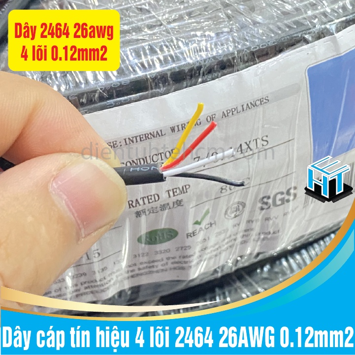 1 Mét Dây cáp tín hiệu 4 lõi 2464 26AWG 0.12mm2 vỏ PVC 80 độ C