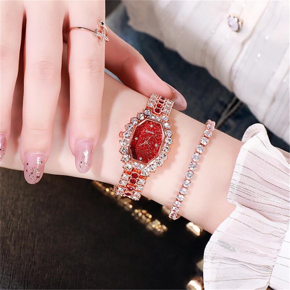 Đồng hồ nữ dây kim loại đính đá thời trang