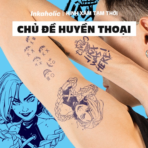 [Phiên bản Huyền thoại] Hình xăm dán tạm thời 15 ngày Inkaholic, xăm giả đẹp &amp; ngầu y xăm thật, chống nước 100