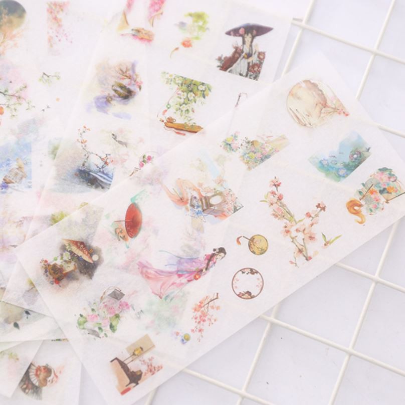 Bộ 6 Tấm Sticker Giấy Trang Trí Cổ Trang Ver.1