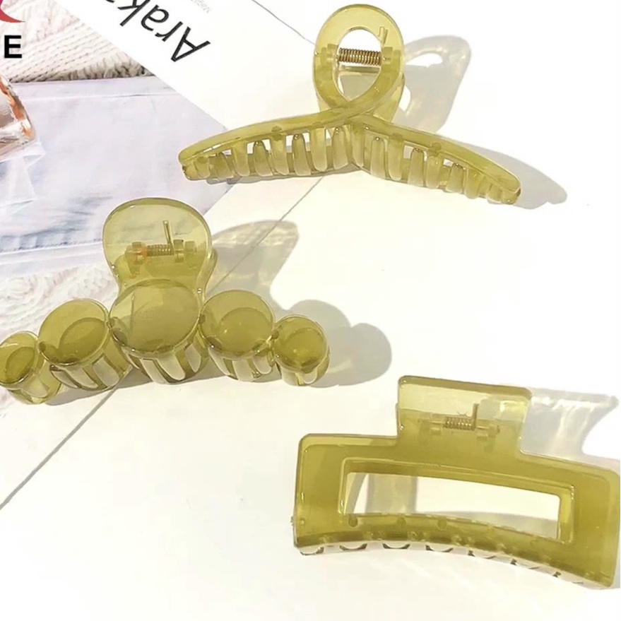 Kẹp tóc/ kẹp càng cua tone màu xanh lá mạ phong cách Hàn Quốc thanh lịch