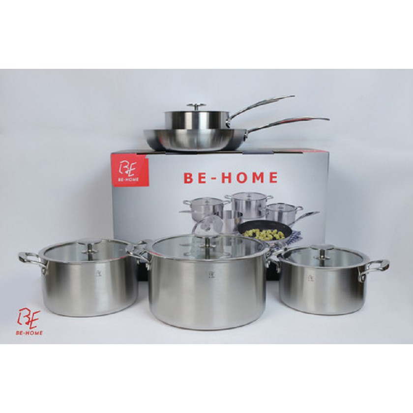 Bộ nồi Behome 3 lớp 5 món vung kính Inox 304 cao cấp