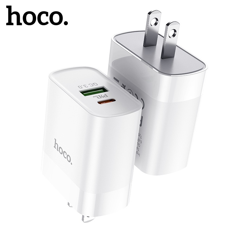 Cốc sạc Hoco C.80 chuẩn PD20W và QC3.0 ,2 cổng giao diện USB và Type-C kích thước nhỏ tiện lợi