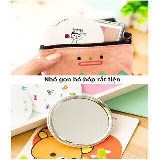 {100% Ko bể} Gương mini tròn bỏ túi Hàn quốc cầm tay soi trang điểm làm đẹp Make up