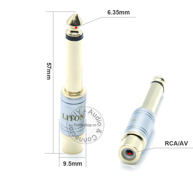 Jack 6 ly ra hoa sen 1 cặp - 1/4 TS to RCA female adapter