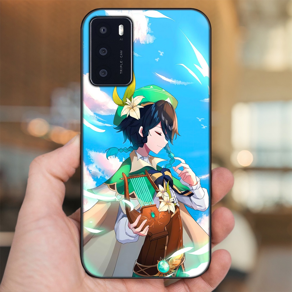 Ốp lưng Oppo A16 viền đen in hình Venti Genshin Impact