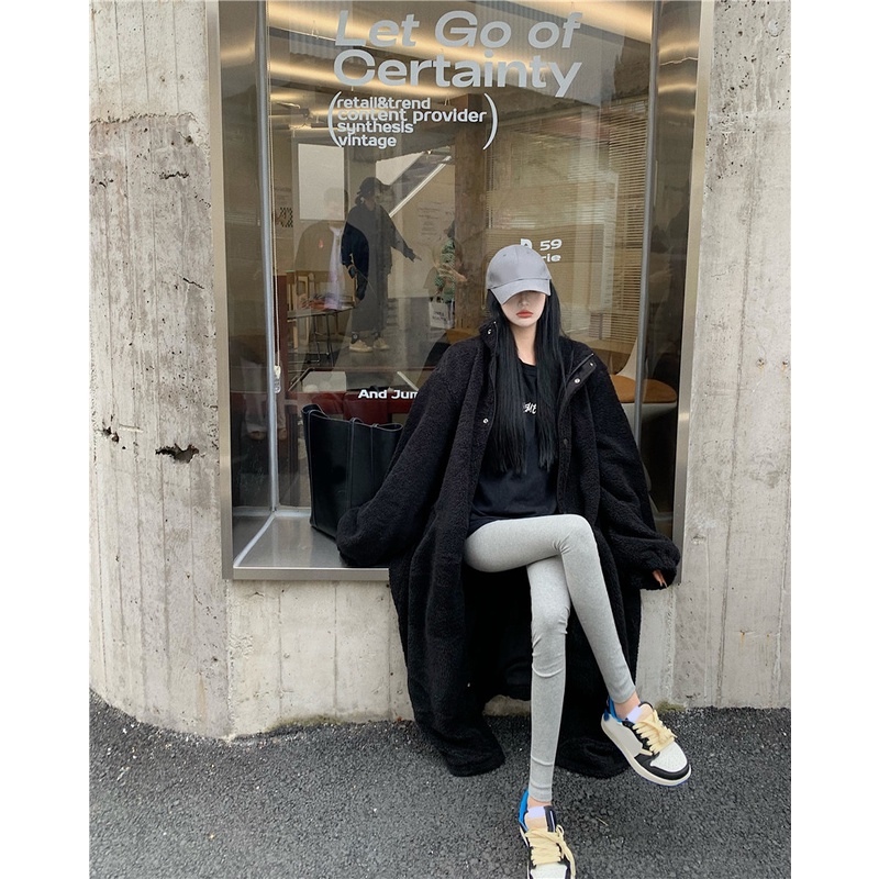 Áo khoác lông dáng dài phong cách Hàn Quốc trẻ trung ngọt ngào hàng Quảng Châu cao cấp đầu mùa đông