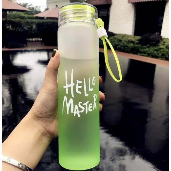 Bình Nước Detox 480ml Có Quai Xách Tiện Lợi Hello Master - Bình Nước Thủy Tinh