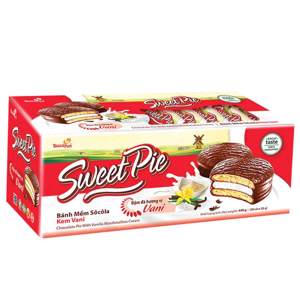 Bánh Mềm Socola Sweet Pie Hương Kem Vani Hộp 440G