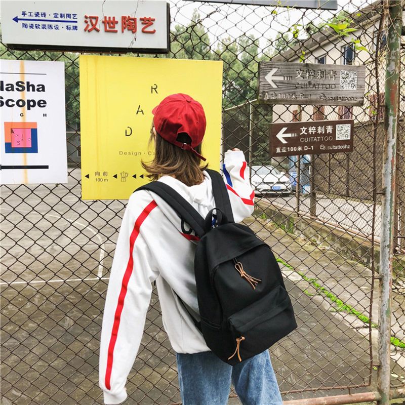 Ba Lô Canvas Màu Trơn Thời Trang Nữ Tính