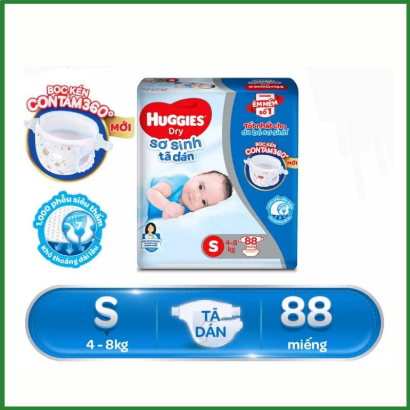 Tã Dán Huggies S88 (S, 4-8kg, 88Miếng) - Mẫu Mới