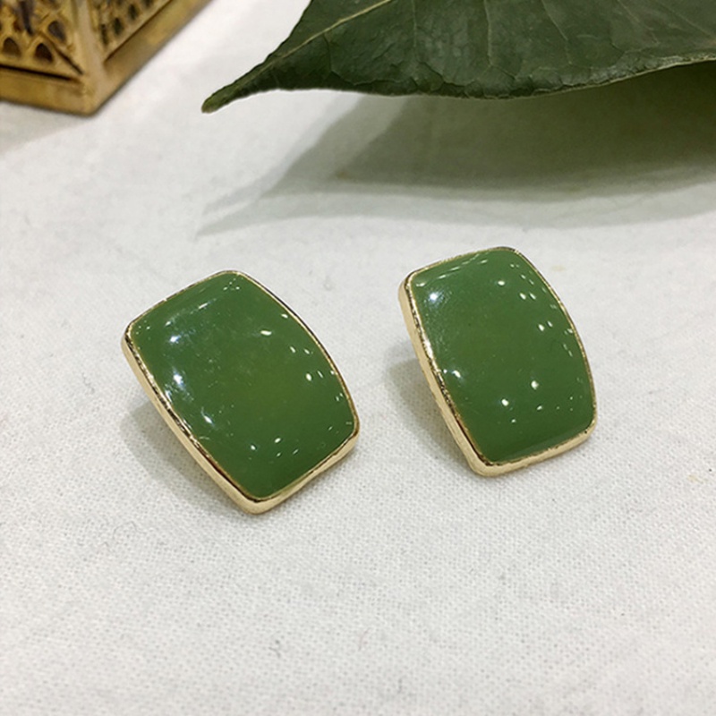 Bông Tai Mạ Bạc 925 Hình Vuông Màu Sắc Đơn Giản