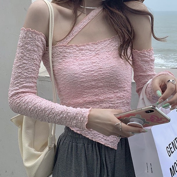 Áo kiểu croptop COZOKC chiffon cổ vạt chéo ôm dáng chống nắng thời trang