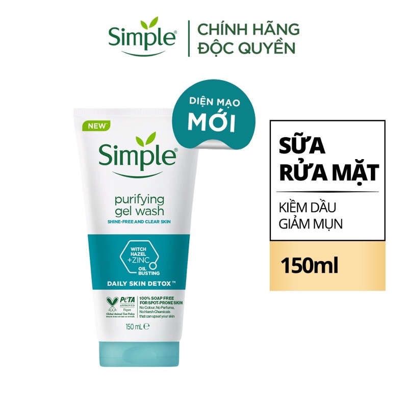 sữa rửa mặt simple cho da dầu mụn nhạy cảm