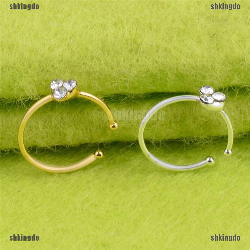 Khuyên mũi bằng thép không gỉ đính đá pha lê