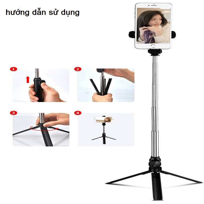 Gậy chụp hình selfie tự sướng, chân tripod XT10 kèm remote bluetooth, có trục ổn định chống rung | BigBuy360 - bigbuy360.vn