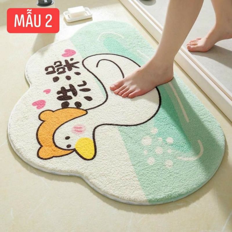 THẢM lau chân 3D lông cừu họa tiết cute - Thảm lau chân siêu thấm chống trượt nhà tắm , bếp