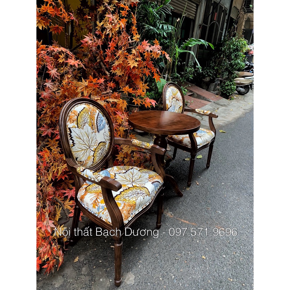 Ghế cafe Louis họa tiết mùa thu