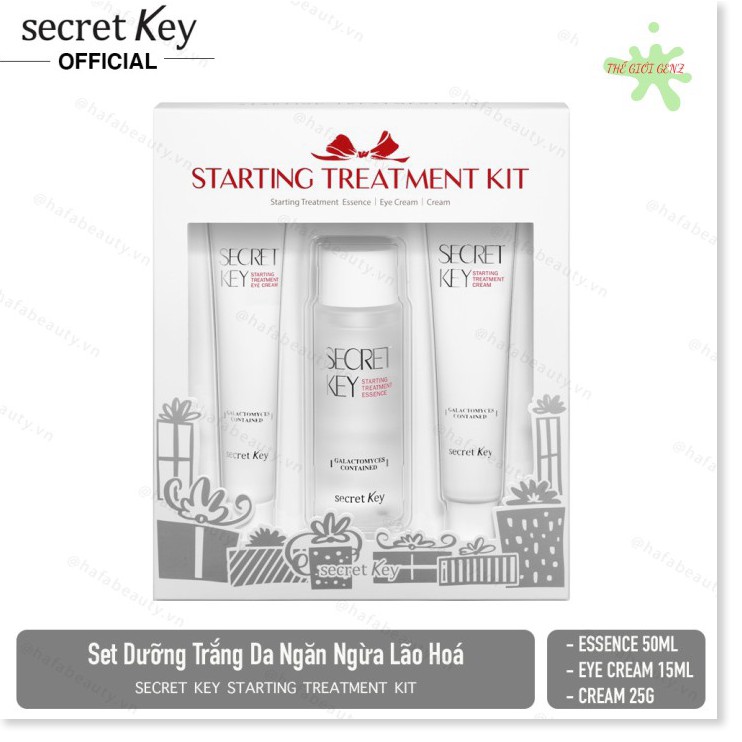 [Mã giảm giá] Bộ Kit dưỡng sáng da chống lão loá Secret Key Starting Treatment Kit (Essence, Eye Cream, Cream)