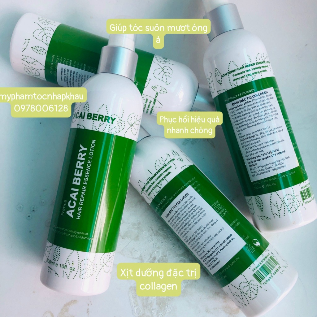 Xịt dưỡng đạm chăm sóc dưỡng tóc Collagen Acai Berry 300ml