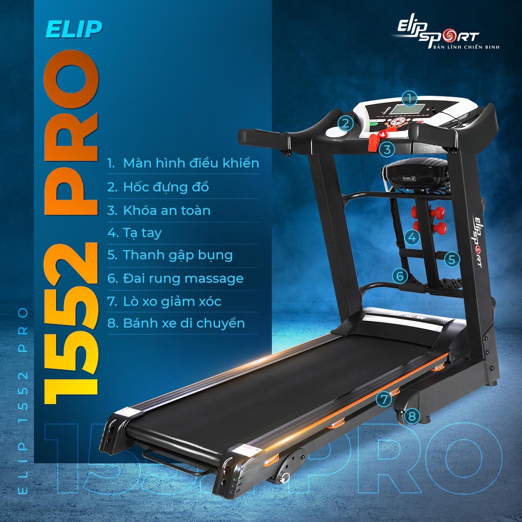 Máy chạy bộ điện đa năng ELIP 1552 Pro