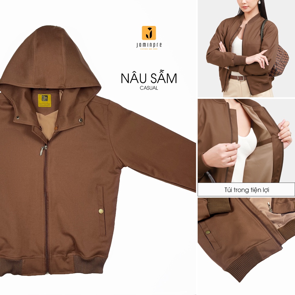 Jamin Premium - Áo Khoác Cao Cấp Có nón, áo khoác cặp, chất kaki thun không xổ lông 2 Lớp,chống nắng, chống tia UV JBC24