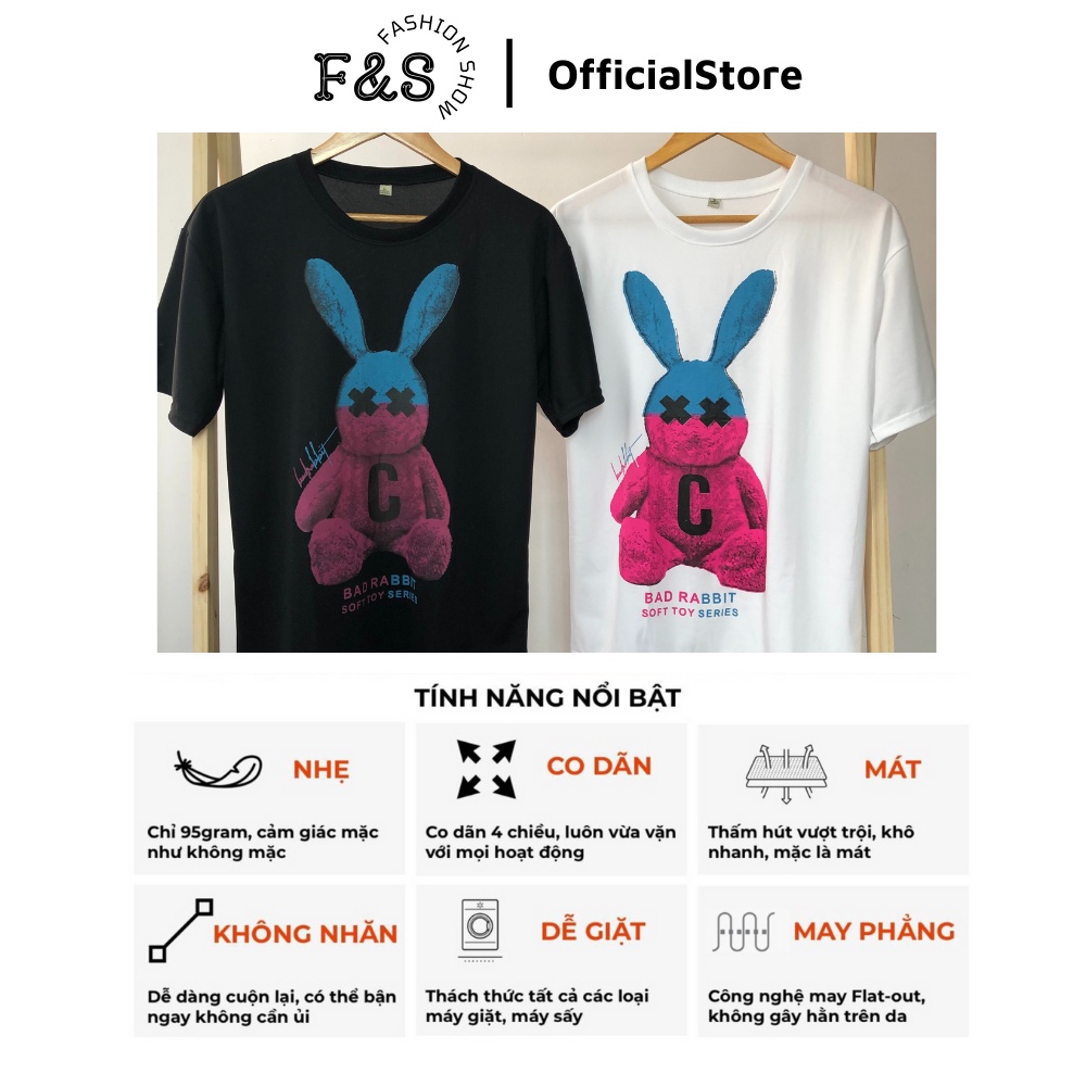 Áo thun tay lỡ unisex form rộng THỎ BAD RABBIT - Áo phông F&amp;S nam nữ, cặp đôi phong cách hàn quốc