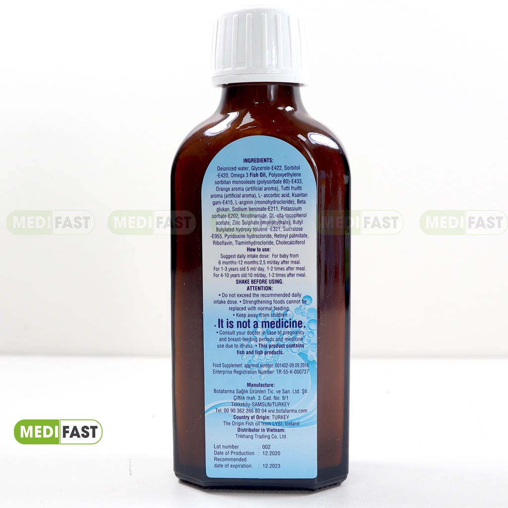 Bổ Sung Omega 3 - Omega Vit Plus+ Vitamin Và Khoáng Chất DHA EPA Giúp Bé Phát Triển, Tốt Cho Não Bộ Và Mắt - Chai 100ml