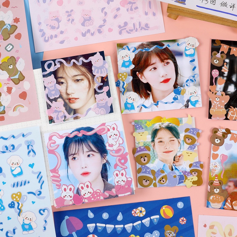 1 Tờ Sticker Dán Tường Hình Động Vật Dễ Thương