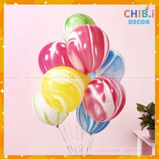 Combo 5 bóng loang vân đá siêu dày cỡ lớn 30cm nhiều màu sắc cho set trang trí sinh nhật bé trai, bé gái - CHIBI DECOR