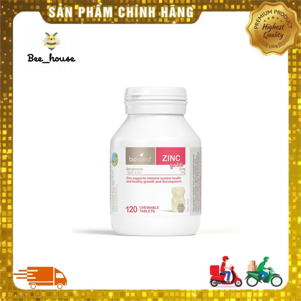 Viên bổ sung kẽm Zinc Bioisland 120 viên cho bé từ 1 tuổi hàng Úc  - Bee House