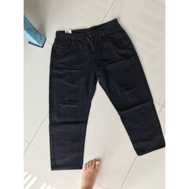 [ Sẵn 2xl 3xl 5xl ] Quần baggy jean có bigsize XL 2XL 3XL 4XL 5XL rách gối trắng đen | BigBuy360 - bigbuy360.vn