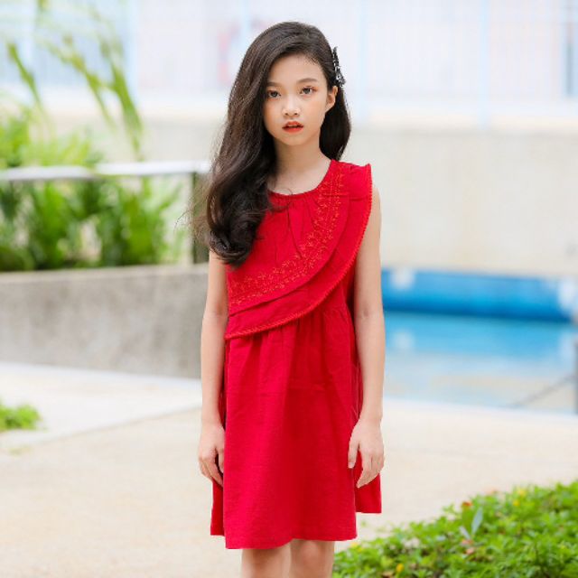 (Combo) Váy đỏ bé gái