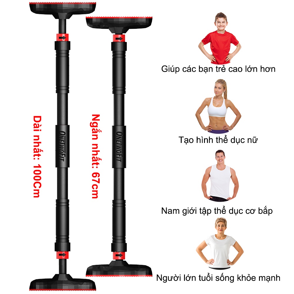 OneTwoFit Thanh xà đơn gắn cửa, xà đơn treo tường chịu lực 150kg OT160