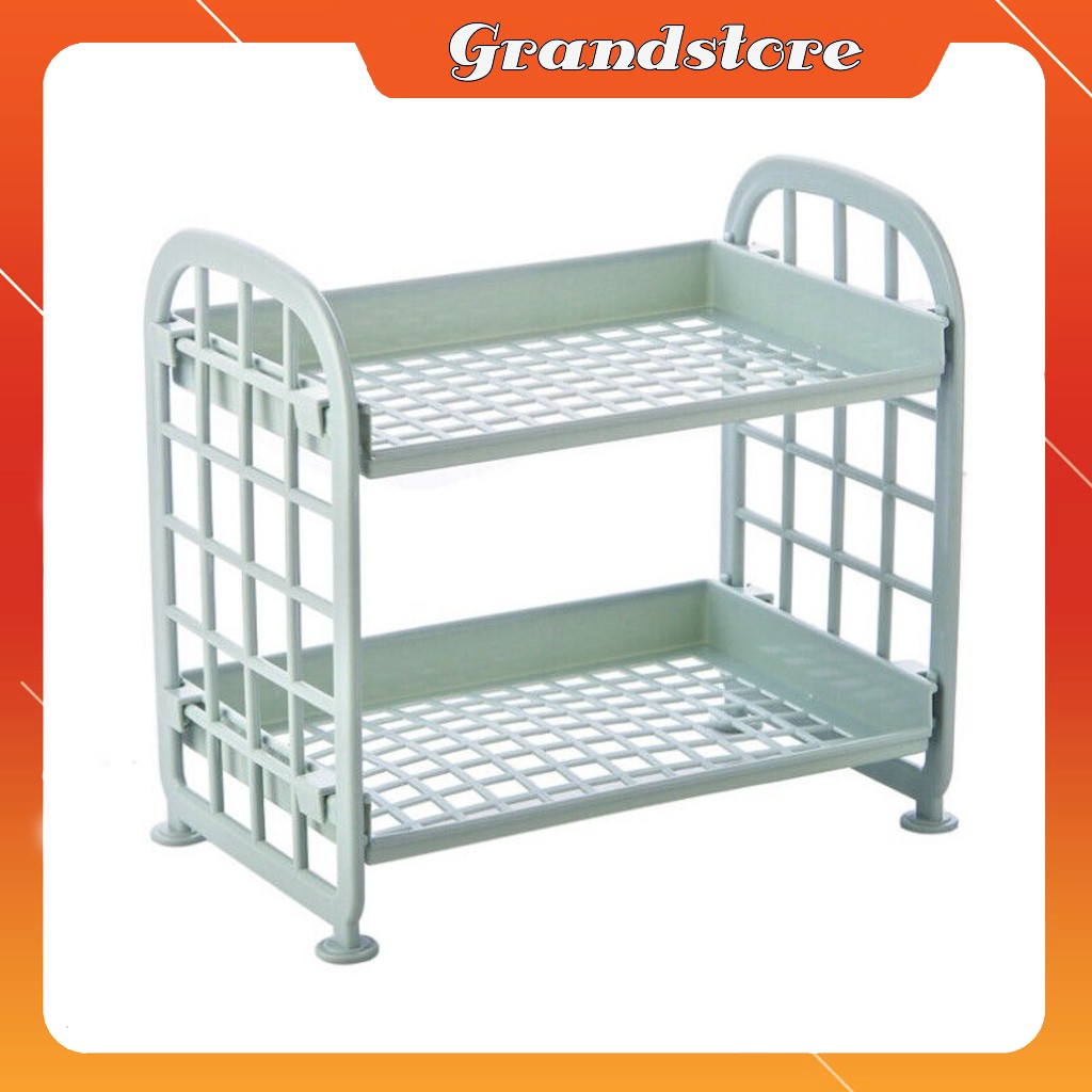 Kệ nhựa mini 2 tầng đa năng lắp ráp đựng mỹ phẩm, gia vị, đồ dùng học tập, đồ cá nhân để bàn làm việc, nhà bếp, nhà tắm