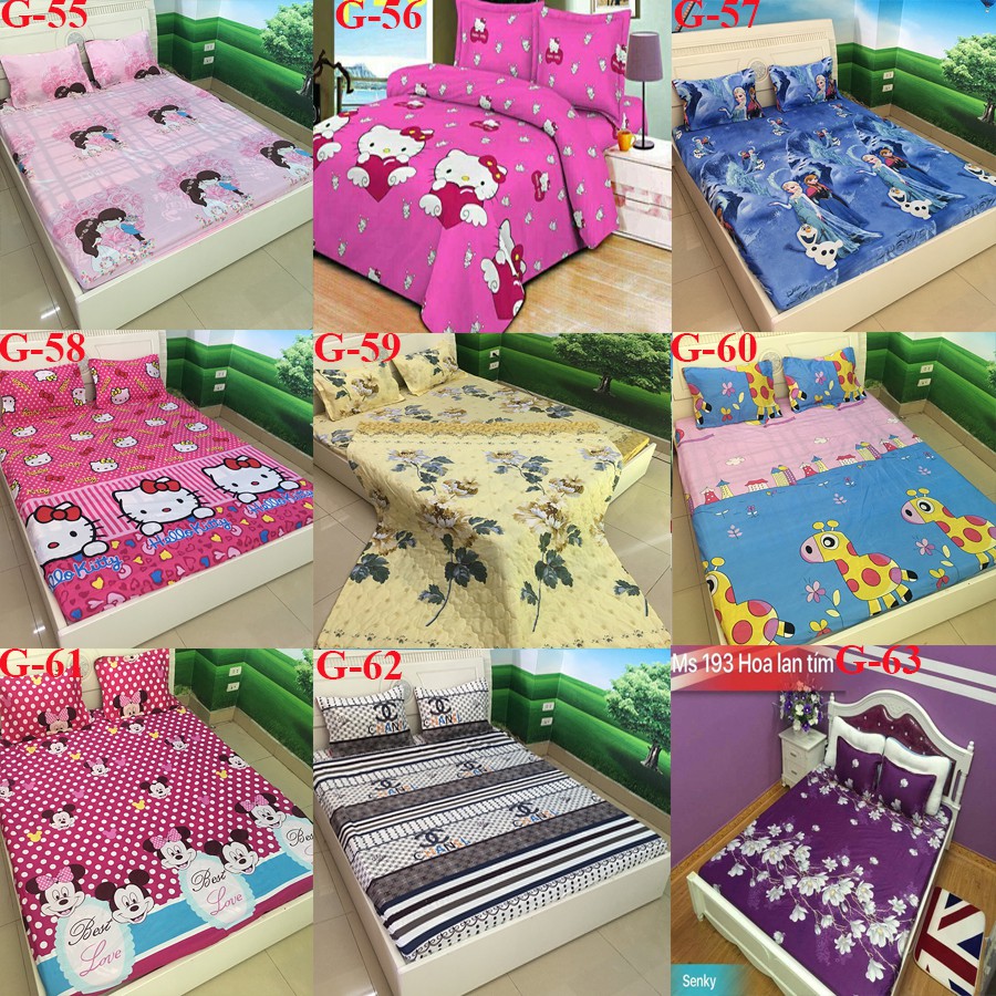 HCM Bộ ga gối set 3 món cotton poly doremon lá thư sale 65k