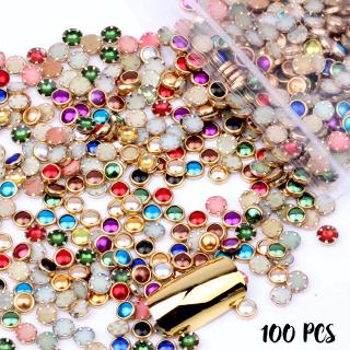 Bộ 100 hạt đá giả tròn cỡ 3mm 4mm dùng trang trí móng