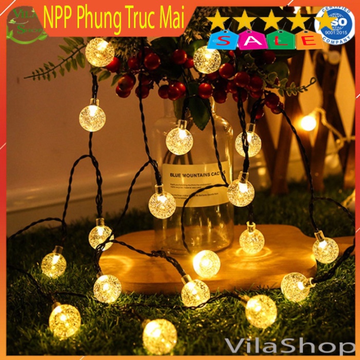 Đèn Nháy Trang Trí Màu Vàng, Đèn Trang Trí Tết Bóng Tròn Led Bi Bọt 10m DÂY ĐEN