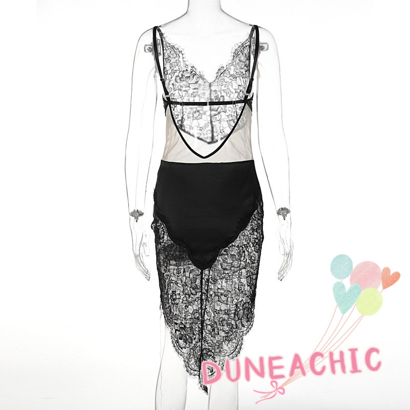 DUNEA Đầm Hở Lưng PhốI Ren Hoa GợI CảM Cho Nữ