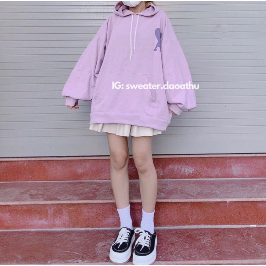 [Có Video Thật + Ảnh Thật] Áo Hoodie Tím Trái Tim Trên Ngực Chất Nỉ Dày Dặn Form Rộng Mã 744 - Daisy Clothings | BigBuy360 - bigbuy360.vn