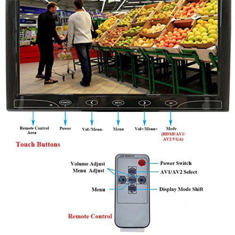 Màn hình LCD 10.1 inch cho ô tô test cam hành trình lùi giám sát có HDMI VGA AV có kiển HD Tuấn Hà Store | BigBuy360 - bigbuy360.vn