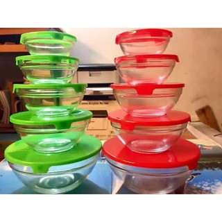 Bộ 5 bát thủy tinh có nắp