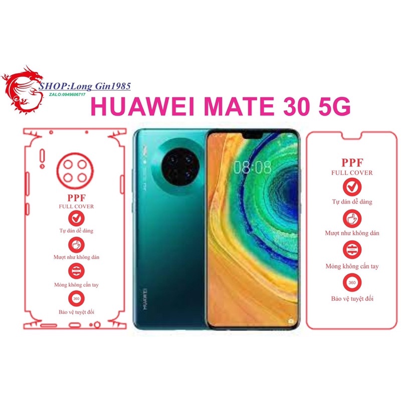 Huawei Mate 30 5G miếng dán trong Ppf mặt sau và mặt trước chống va đập chống trầy xước