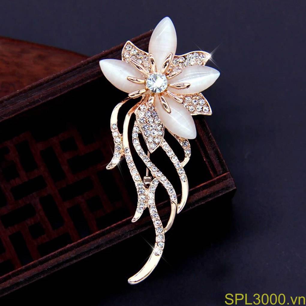 Trâm cài cổ áo kẹp khăn choàng bông hoa cho cô dâu đám cưới