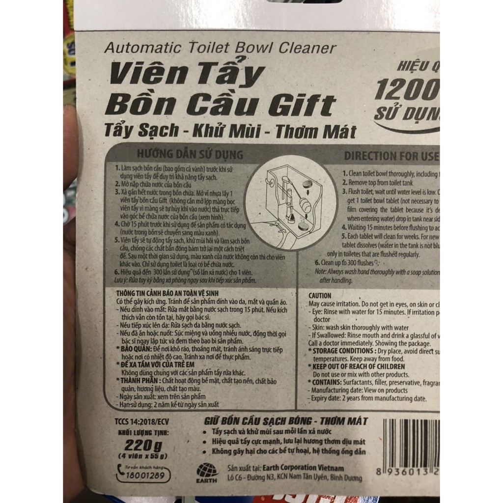 VIÊN TẨY BỒN CẦU GIFT ( VỈ 4 VIÊN)