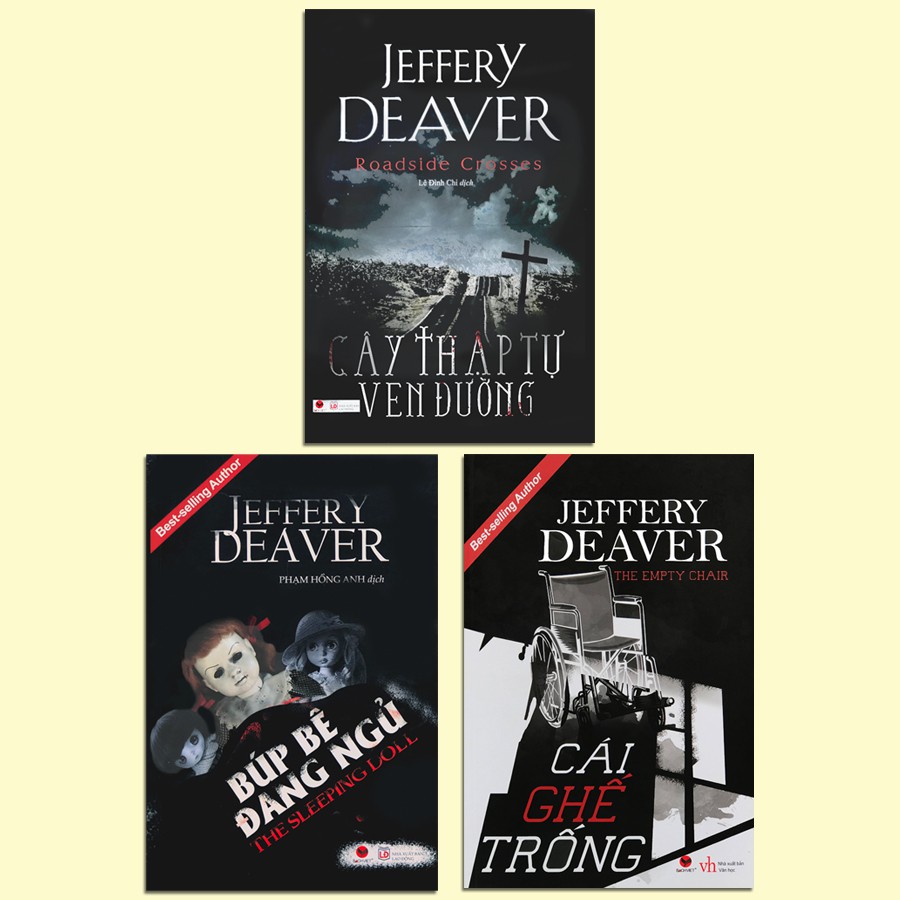 Sách - Bộ 3 quyển: Jeffery Deaver - Cái Ghế Trống + Cây Thập Tự Ven Đường + Búp Bê Đang Ngủ (Kèm Bookmark)