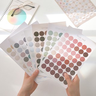 Sticker chấm tròn nhiều màu sắc dán giấy note, trang trí bullet journal
