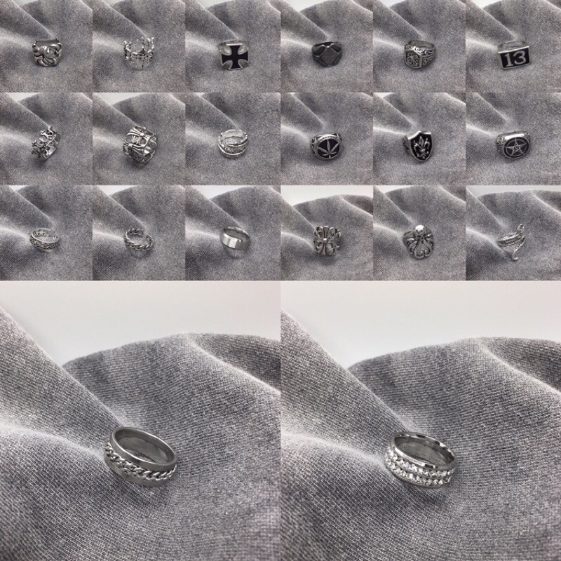 [Mã FAJEL12 hoàn 20% xu đơn 150K] NHẪN HỢP KIM TITAN VINTAGE BASIC CHROME HEARTS STUDIO 612 20 LOẠI NHẪN | BigBuy360 - bigbuy360.vn