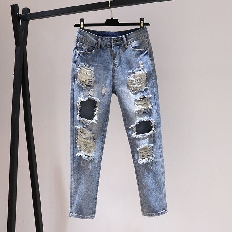 Quần Baggy Jeans Rách Ống Rộng 40% Off Thời Trang Mùa Hè Phong Cách Hàn Quốc Mới Cho Nữ